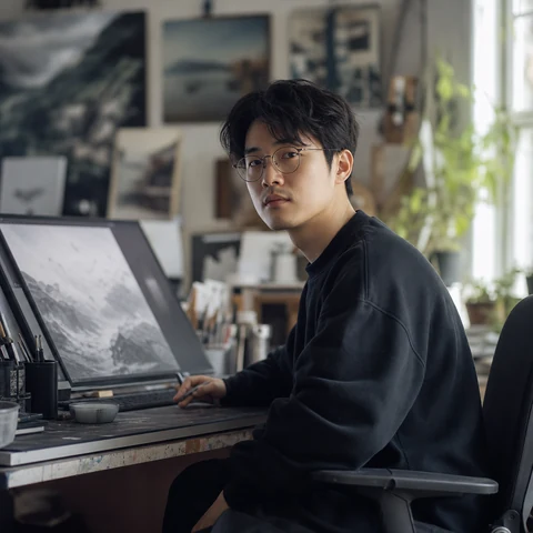 AI 생성 이미지 — 王浩 작가 초상