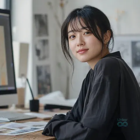 AI 생성 이미지 — 佐藤 葵 작가 초상