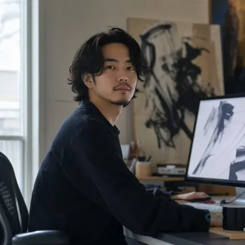 AI 생성 이미지 — 田中 蓮 작가 초상
