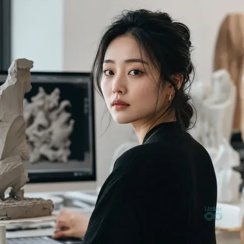 AI 생성 이미지 — 한지우 작가 초상