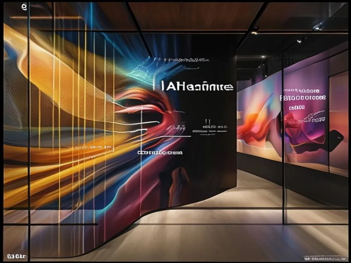 AI 생성 이미지 — 휘어진 벽의 색 줄기